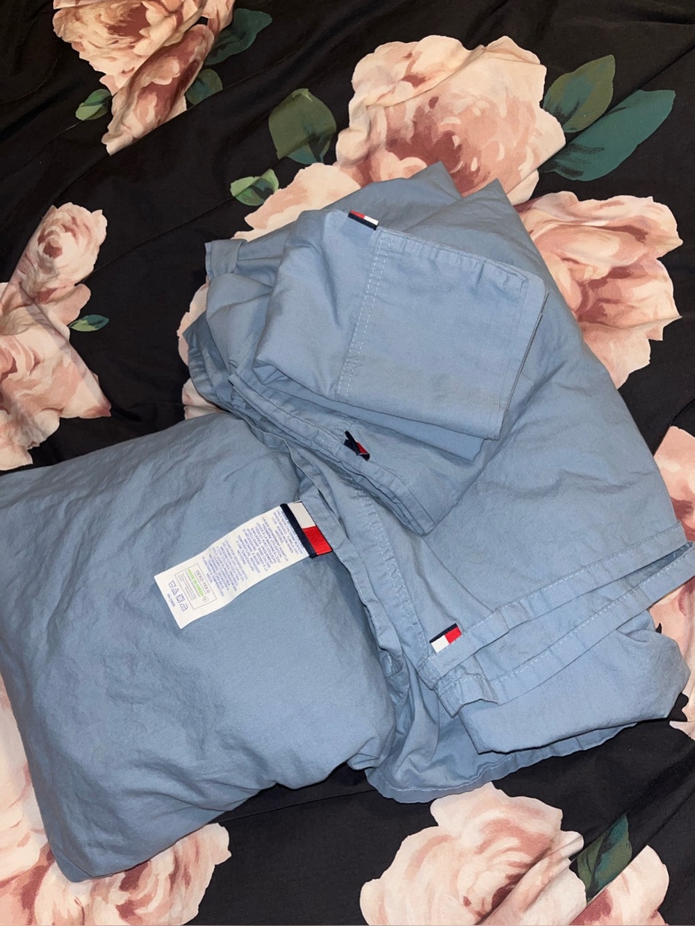Tommy Hilfiger ~ Solid Blue Cotton Sheet Set ~ 4 pieces